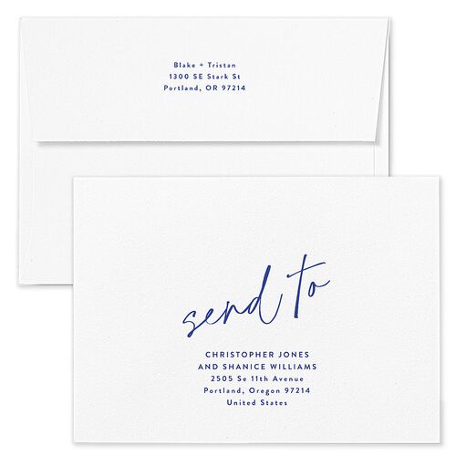 Vellum Illusion Photo Wedding Invitation Envelopes Rose Sapphire Return Address Standard Signature