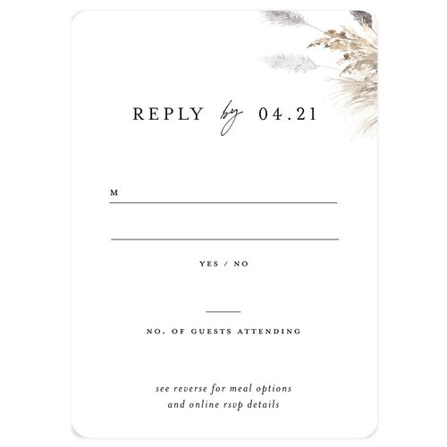 Simple Pampas Wedding Response Cards Midnight Signature Rounded