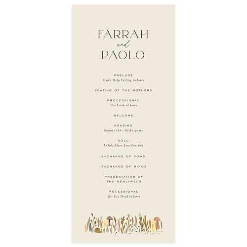 Mushroom Magic Wedding Programs Daffodil Signature