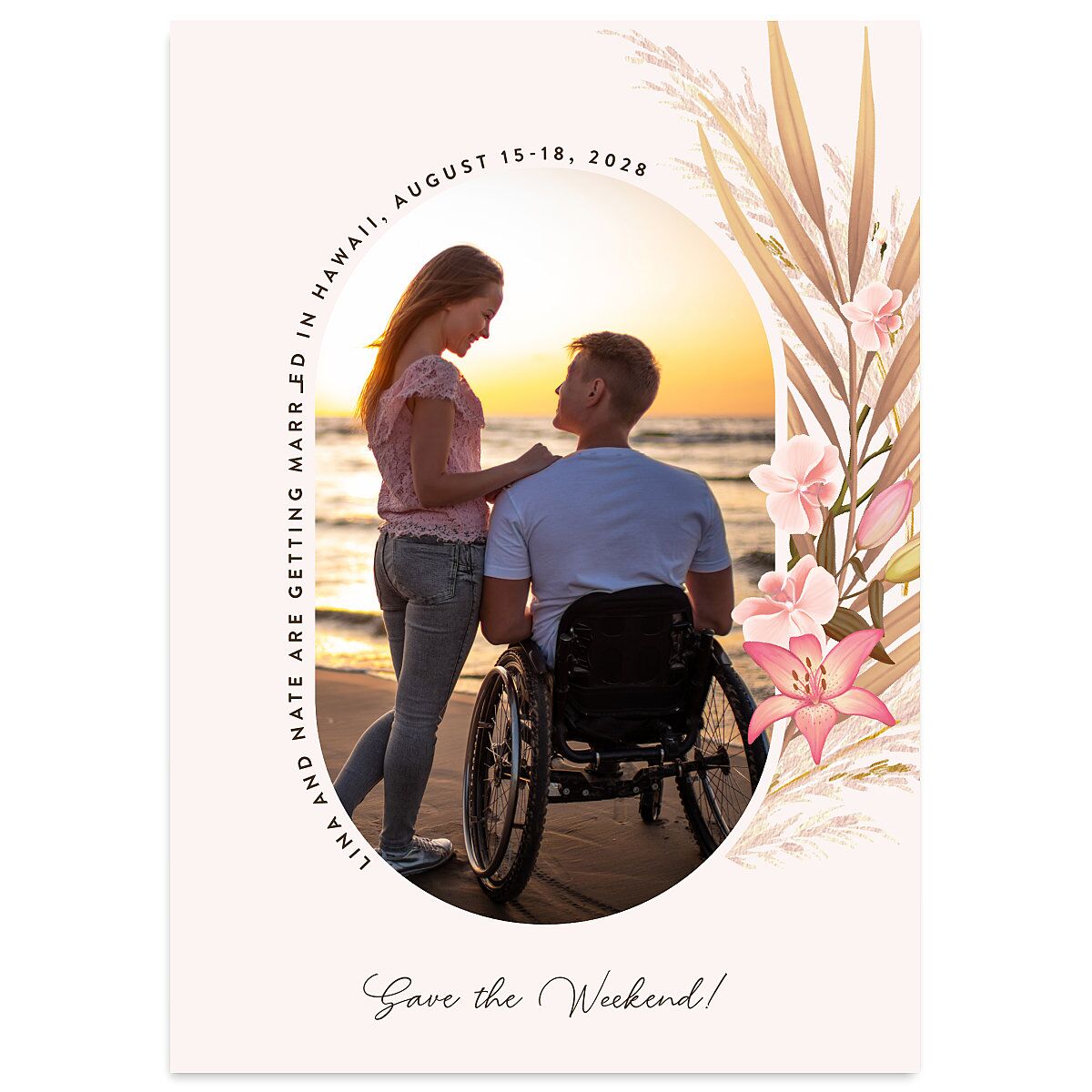 Tropical Oval Save The Date Cards