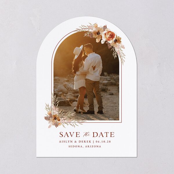 Boho Photo Save the Date Cards Copper Signature smooth Blank No Arch