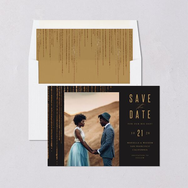 Classic Cascade Save The Date Cards Charcoal Signature smooth Blank No Standard