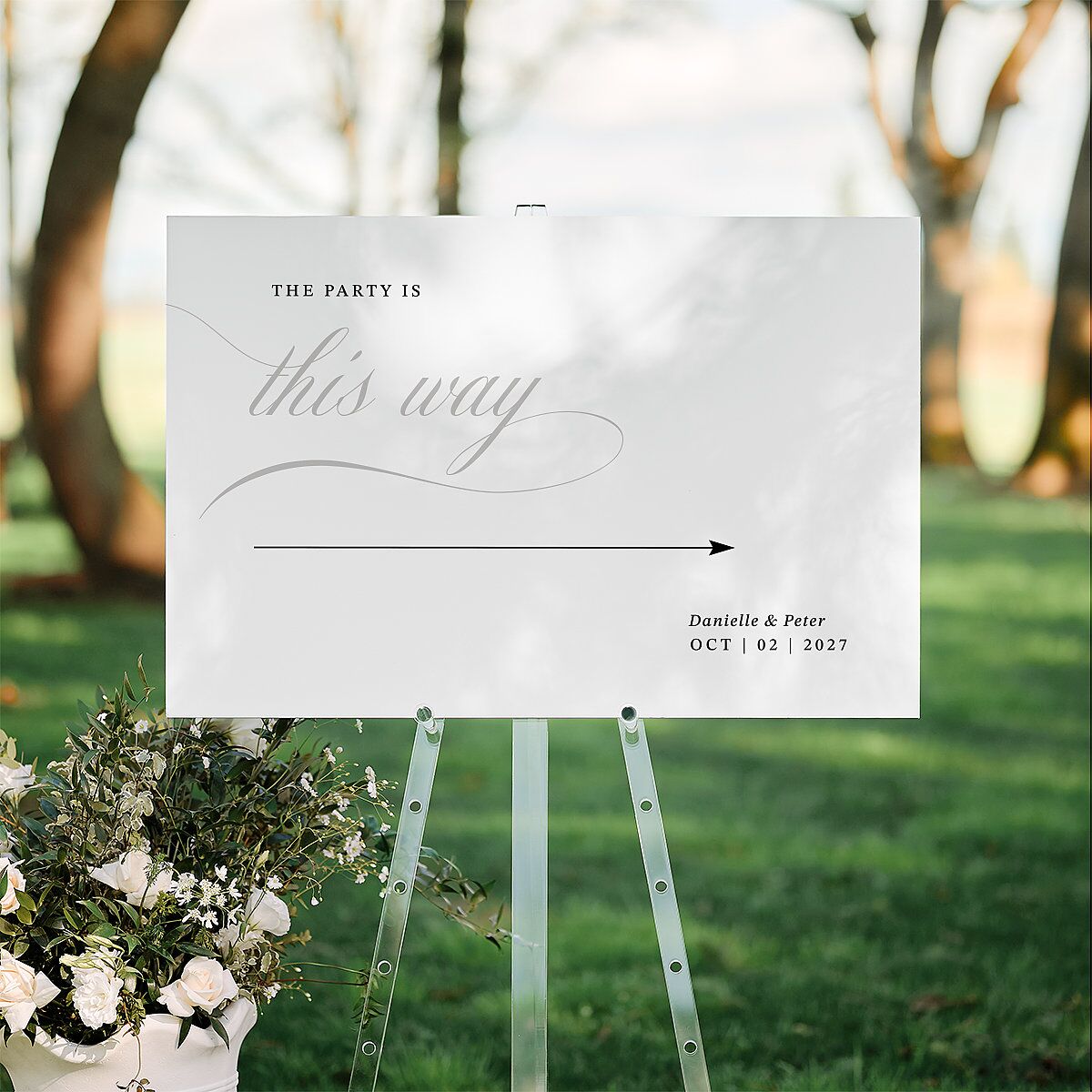 Photo Vow Standard Direction Sign Large Pure White Standard Indoor Foam Core L Direction