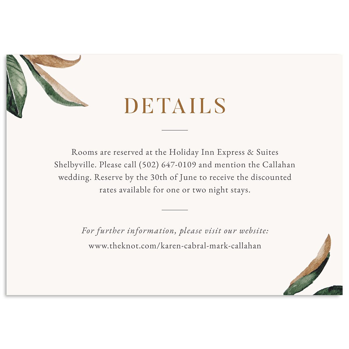 Southern Magnolia Wedding Enclosure Cards