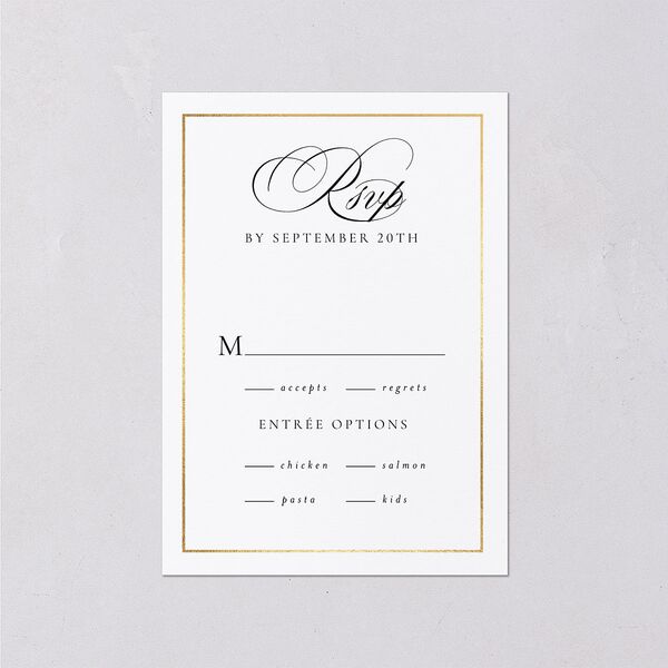 Timeless Frame Wedding Response Cards Gold Pure White Signature Standard