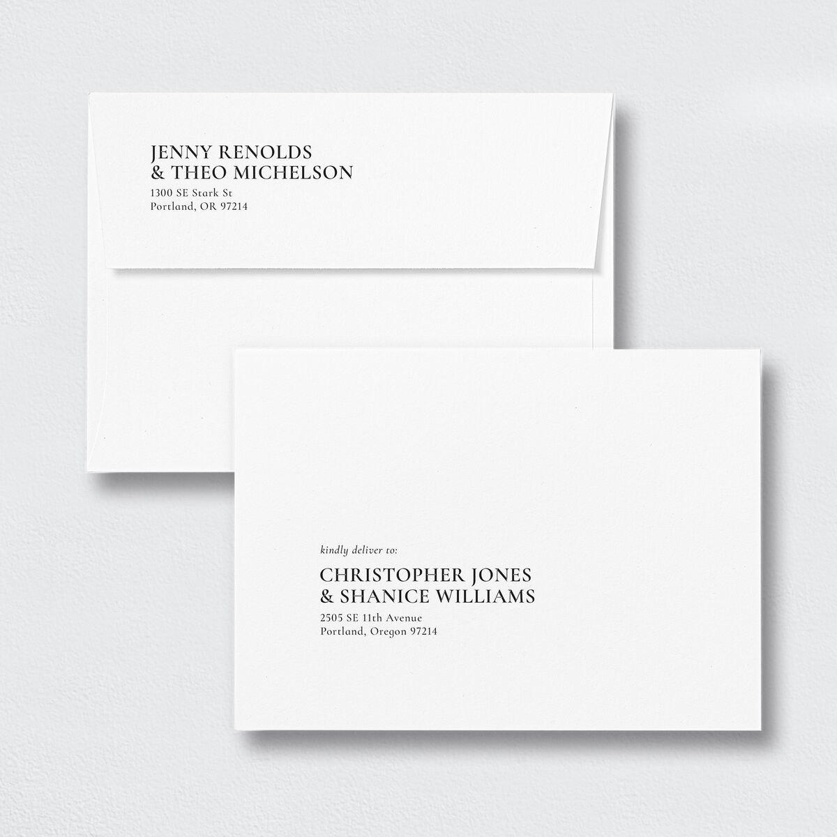 Magazine Cover Save The Date Card Envelopes Licorice White Standard Both Recipient and Return Addresses Signature