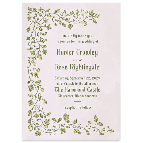 Vintage Fantasy Vines Wedding Invitations Amethyst Signature Blank No Standard