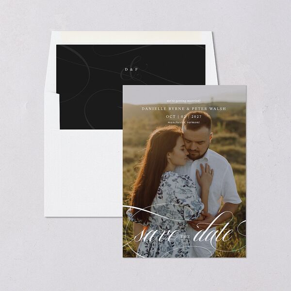 Photo Vow Save the Date Cards Pure White Signature smooth Blank No Standard