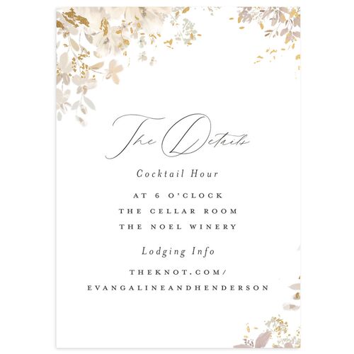 Monochrome Blooms Wedding Event Detail Cards Gold Sand Signature Standard