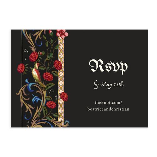 Medieval Renaissance QR Code RSVP Cards Charcoal Signature Standard