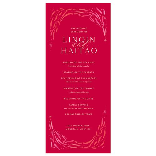 Chinese Phoenix Fenghuang Wedding Programs Rose Pink Signature