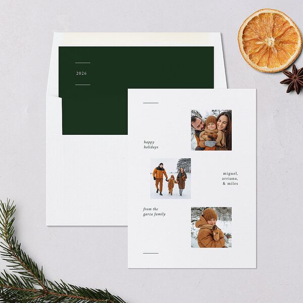 Minimal Holiday Gallery Holiday Cards Hunter Green Signature Blank Standard Portrait