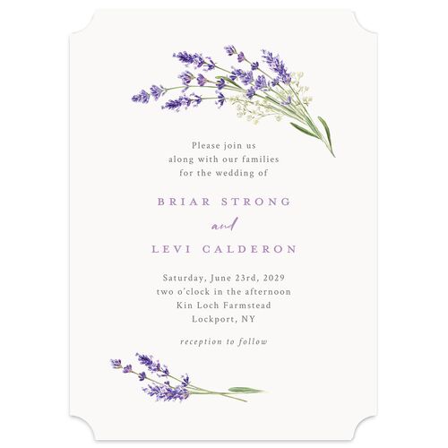 Elegant Farmhouse Lavender Wedding Invitations Ivory Signature Blank No Ticket