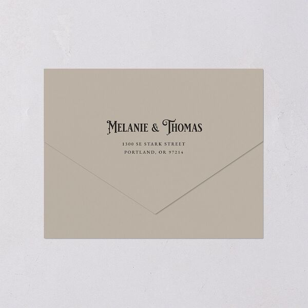 Steampunk Vintage All-in-One Wedding Invitations Charcoal Signature Light Both Recipient and Return Addresses No