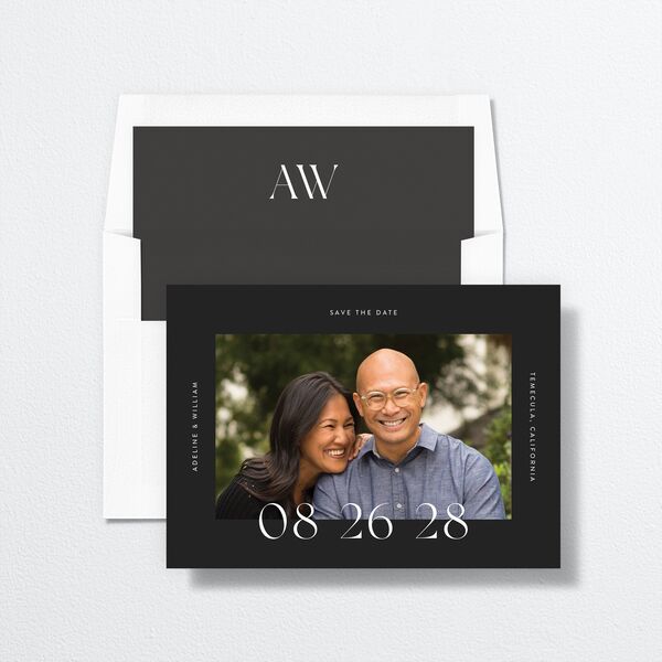 Border Date Save the Date Cards Licorice Signature smooth No