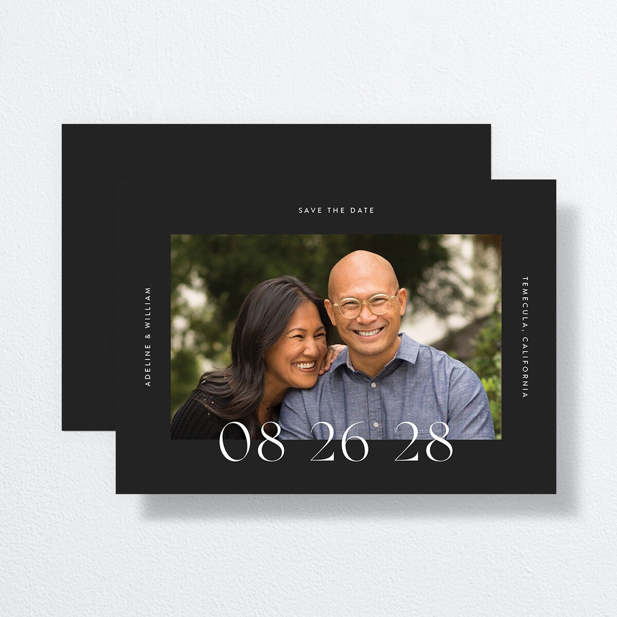 Border Date Save the Date Cards Licorice Signature smooth No