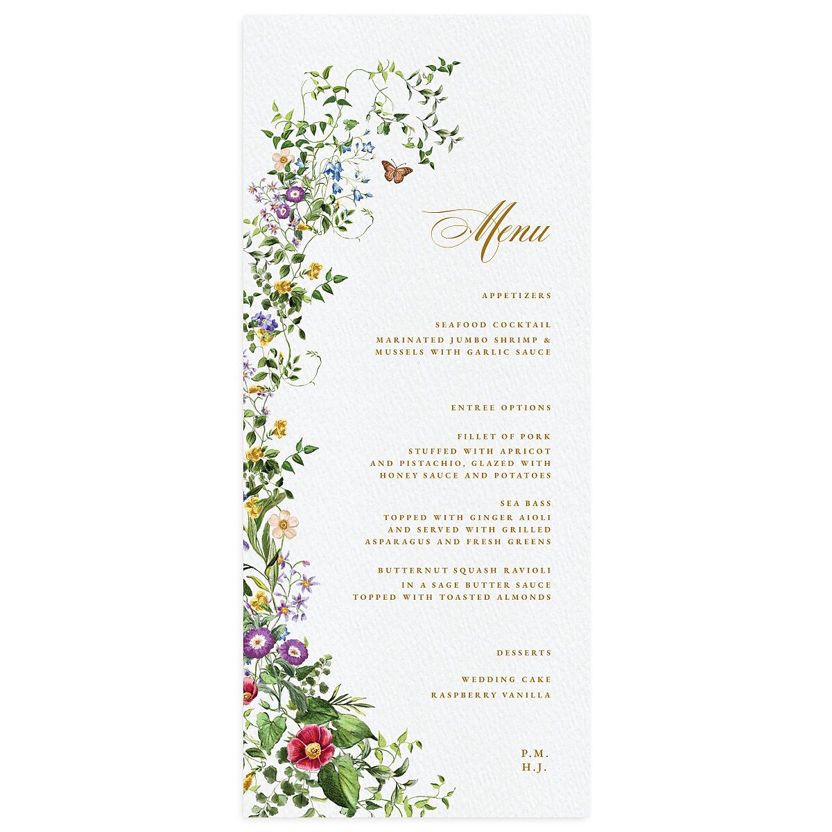 Opulent Garden Menus