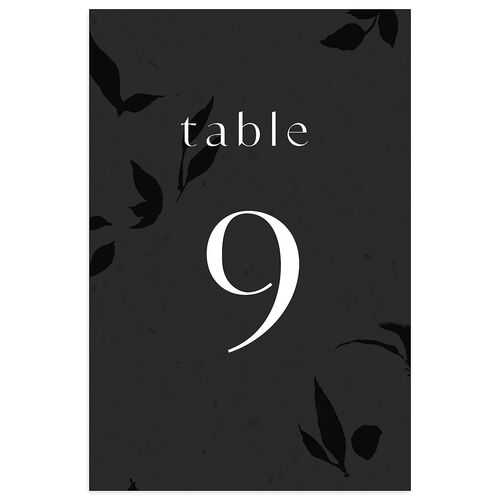 Pressed Leaves Table Numbers Charcoal Signature