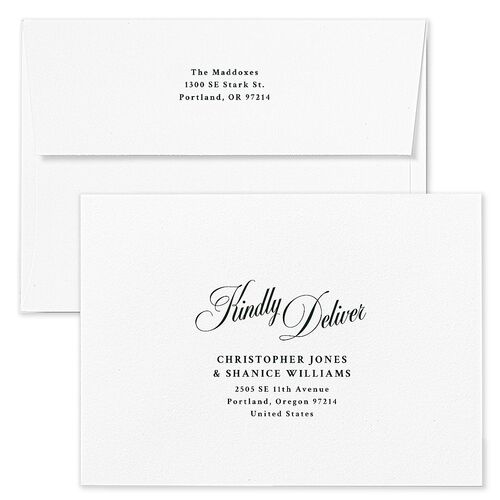 Holiday Eclectic Wavy Frame Holiday Card Envelopes White Hunter Green Both Recipient and Return Addresses Standard Signature