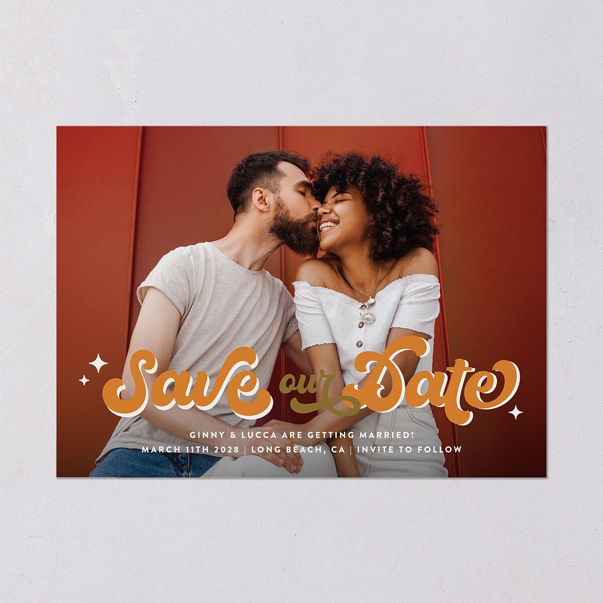Disco Love Save the Date Cards Umber Signature smooth Blank No Standard