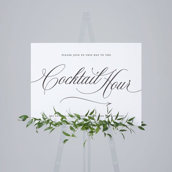 Grand Calligraphy Standard Direction Sign Medium Medieval Grey Standard Indoor Foam Core M Direction