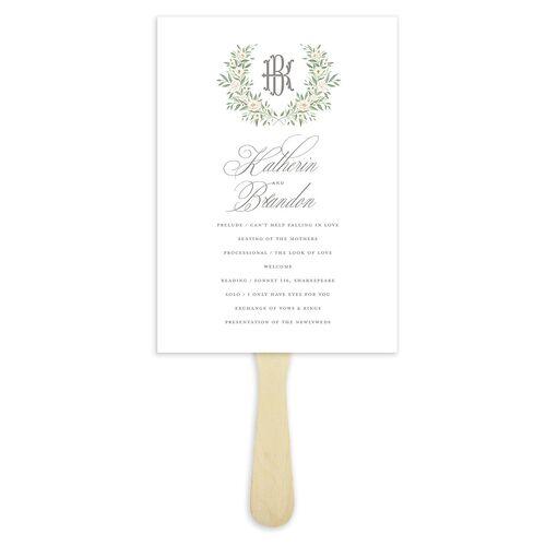 Luxury Floral Monogram Fan Programs Cotton Signature Standard