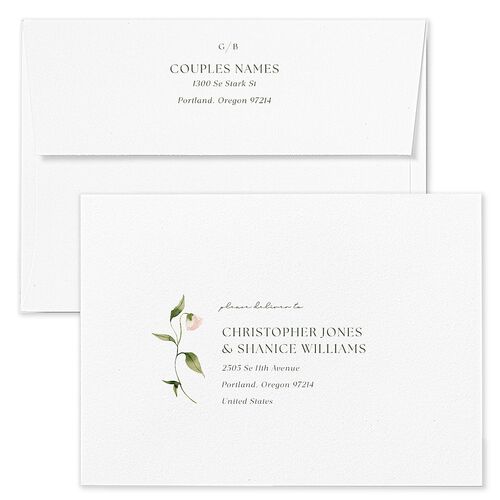 Pastel Garden Bridal Shower Invitation Envelopes Linen Blue Both Recipient and Return Addresses Signature