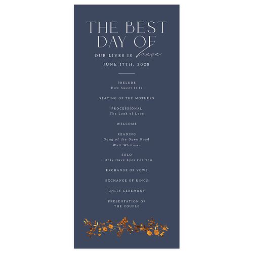 Simple Vine Wedding Programs Moody Blue Signature