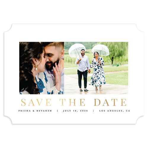 Baby's Breath Save the Date Cards Gold Licorice Signature smooth Blank No Ticket