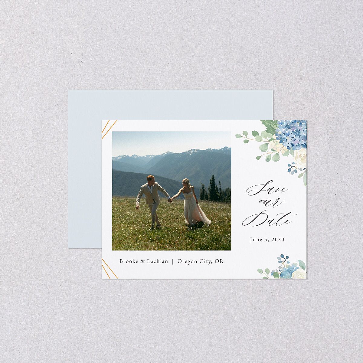 Elegant Hydrangea Save the Date Petite Cards — view 1