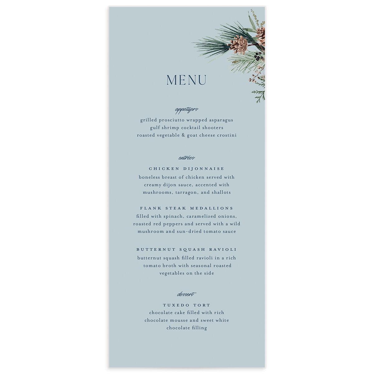 Rustic Pine Menus