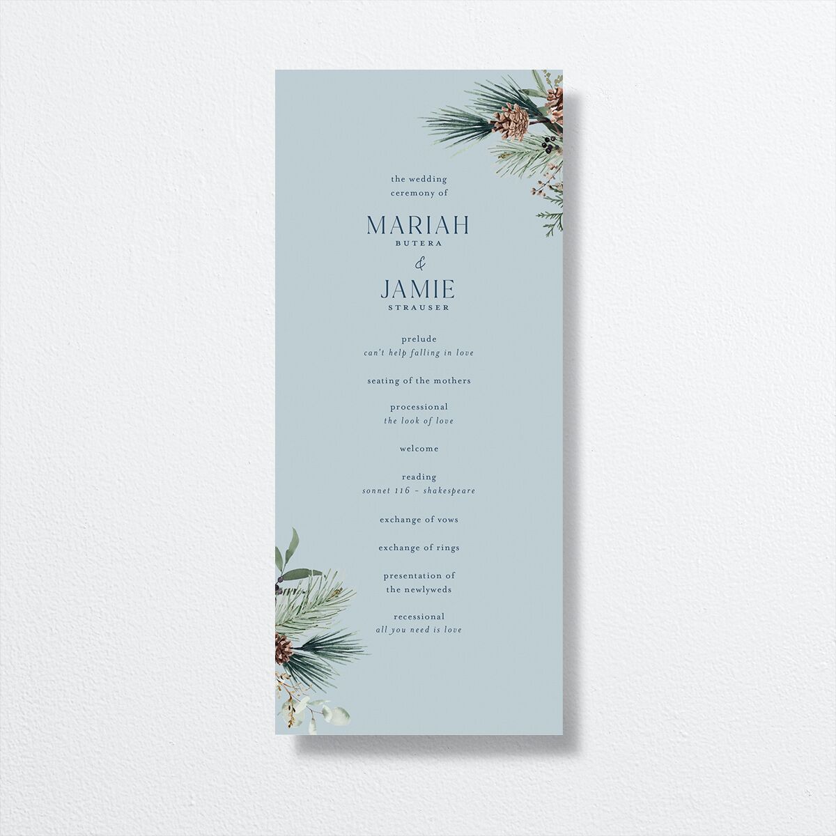 Rustic Pine Wedding Programs — view 1