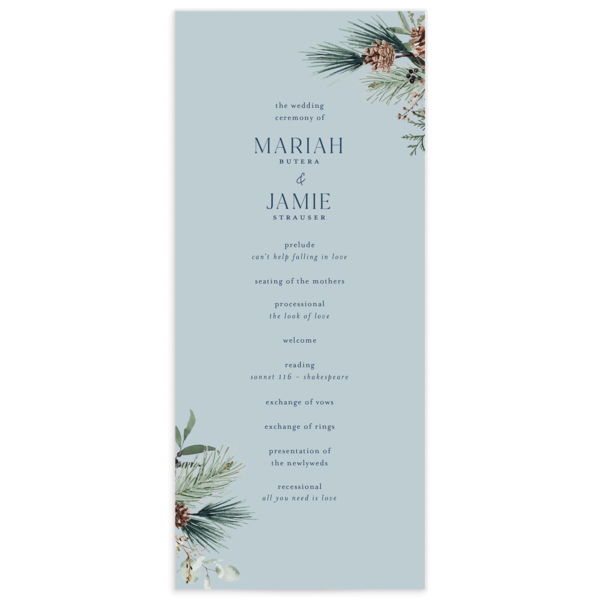 Rustic Pine Wedding Programs
