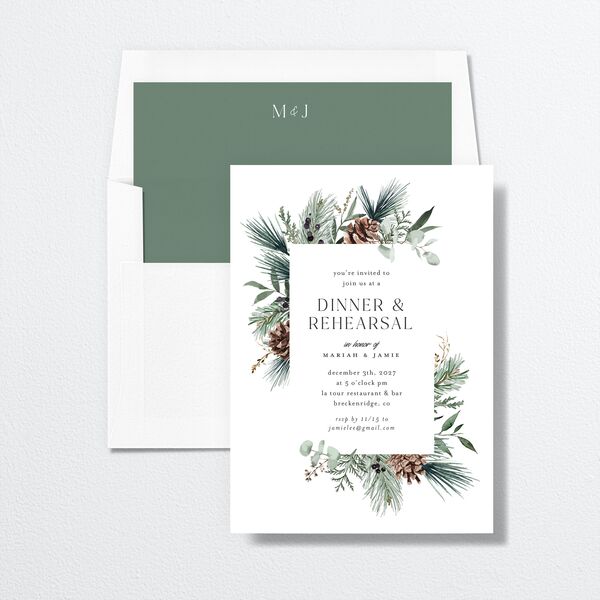 Rustic Pine Rehearsal Dinner Invitations Eucalyptus Signature