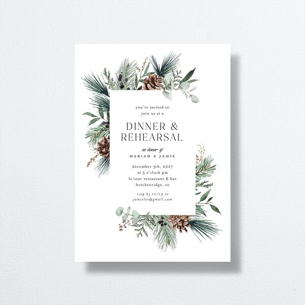 Rustic Pine Rehearsal Dinner Invitations Eucalyptus Signature