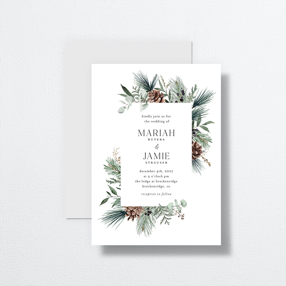 Rustic Pine Wedding Invitations Eucalyptus Signature No