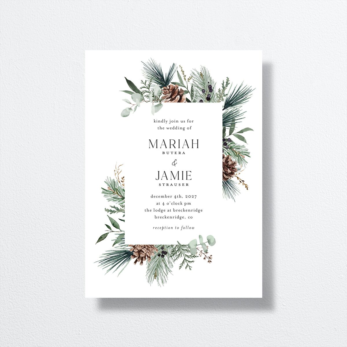 Rustic Pine Wedding Invitations Eucalyptus Signature No