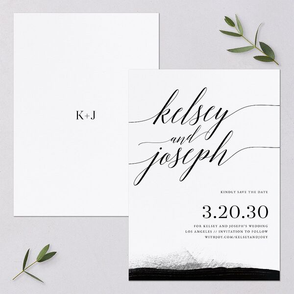 Painted Minimal Save The Date Cards Midnight Signature smooth Blank No Standard