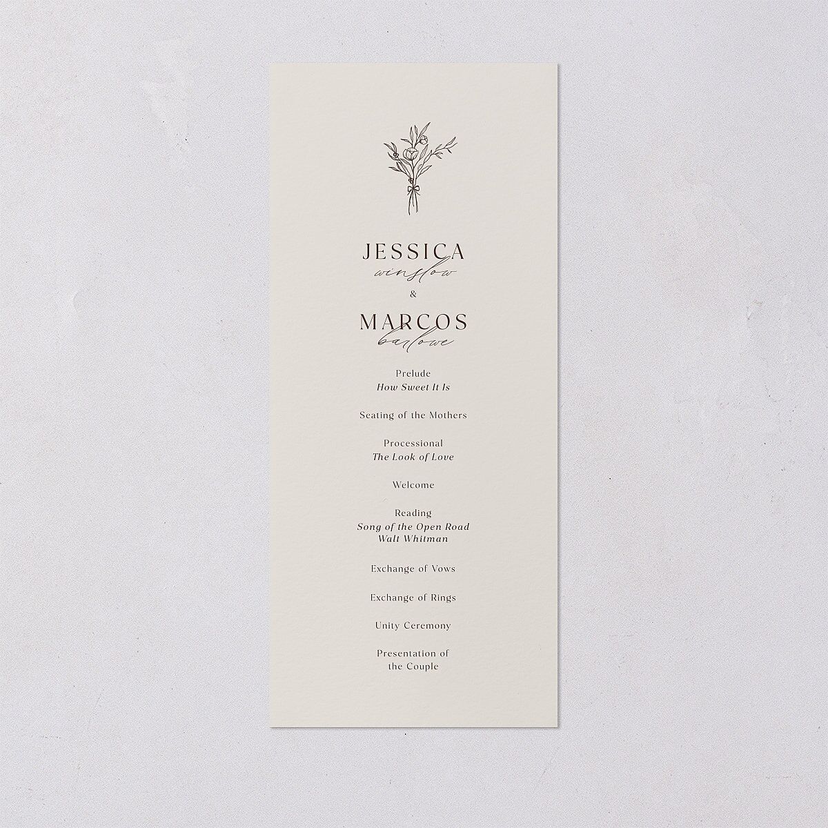 Simple Boho Flowers Wedding Programs Champagne Signature