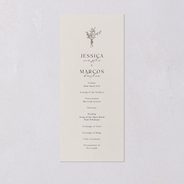 Simple Boho Flowers Wedding Programs Champagne Signature