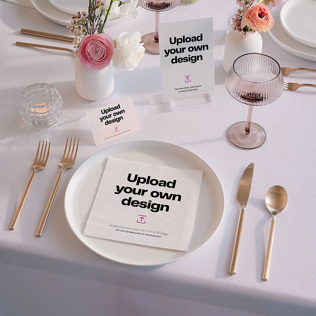 Upload Your Own Design Luncheon Napkins Pure White Napkin Uncoined