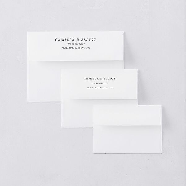 Floral Monogram Save The Date Card Envelopes White Rose Quartz Both Recipient and Return Addresses Signature Standard