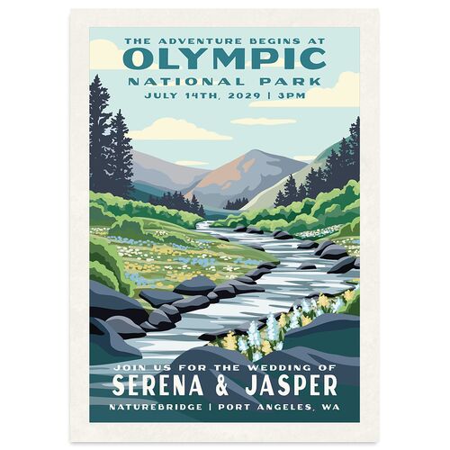 Mountain Park Poster Wedding Invitations Stream Signature Blank No Standard