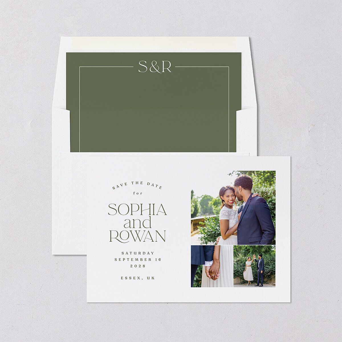 Classic Stack Save The Date Cards Dark Camo Signature smooth Blank No Standard