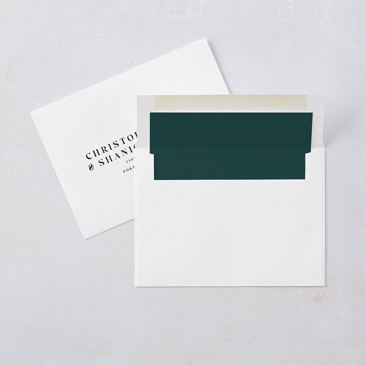 Mountain Escape Foil Wedding Invitations Silver Dark Emerald Signature Blank No