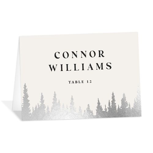 Mountain Escape Foil Place Cards Silver Champagne Signature