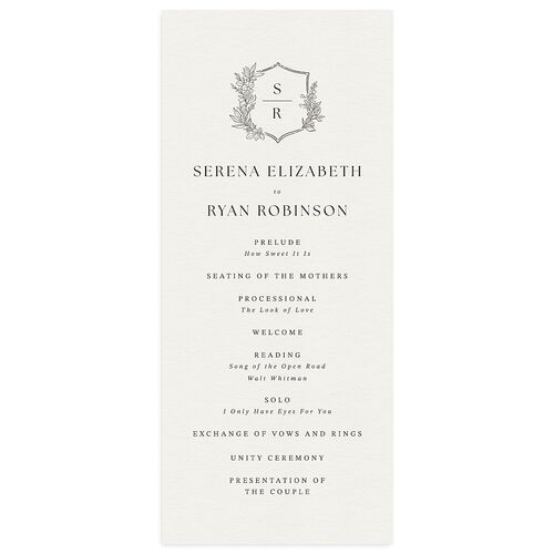 Elegant Garland Crest Wedding Programs Falcon Signature