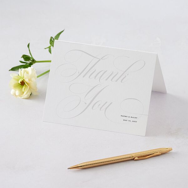 Elegant Monogram Thank You Cards Pure White