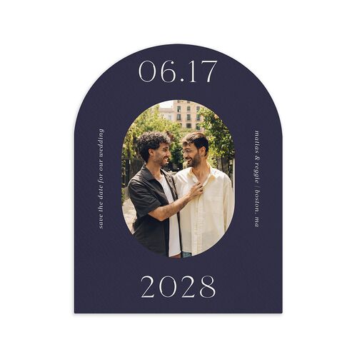Urbanite Oval Save the Date Petite Cards Navy Signature smooth Blank No Arch