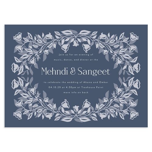 Rustic Nouveau Bridal Shower Invitations Midnight Navy Signature Blank Standard